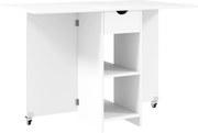 HOMCOM Mesa de jantar dobrável para 2-4 pessoas, mesa de cozinha dobrável com armazenamento, mesa extensível com rodas, Branco | Aosom Portugal