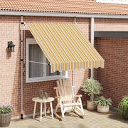 vidaXL Toldo retrátil manual 200 cm riscas amarelas e azuis