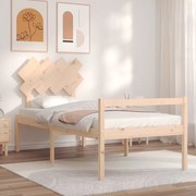 Estrutura de cama com cabeceira 90x200 cm madeira maciça