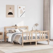 vidaXL Estrutura cama c/ cabeceira 140x190 cm pinho maciço