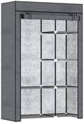 HOMCOM Roupeiro de Tecido Dobrável com 6 Prateleiras e 1 Barra de Pendurar para Dormitório Vestidor 103x43x162,5 cm Cinzento | Aosom Portugal