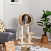 Árvore arranhador para gatos Torre de escalada com plataformas caverna corda de brincar poste de sisal 48x40x100 cm Bege
