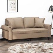 vidaXL Sofá 2 lugares + almofadas 140 cm couro artificial cappuccino