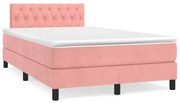 vidaXL Cama boxspring com colchão 120x190 cm veludo rosa