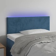 Cabeceira de cama c/ luzes LED veludo 80x5x78/88 cm azul-escuro