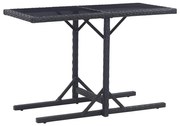 vidaXL Mesa de jardim 110x53x72 cm vidro e vime PE preto