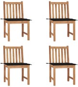 vidaXL Cadeiras de jardim c/ almofadões 4 pcs madeira de teca maciça