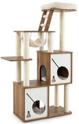 Torre para gatos com várias camadas e 2 poleiros para gatos, 2 plataformas - Rosa