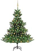 vidaXL Árvore Natal artif. c/ LEDs/bolas 180 cm abeto caucasiano verde