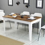 Mesa de Jantar "Milano" com Arrumação – 145x88x75 cm – Branco e Noguei