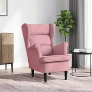 vidaXL Poltrona em veludo cor-de-rosa