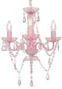 vidaXL Lustre com contas redondo 3 x E14 cor-de-rosa