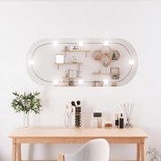 vidaXL Espelho de parede oval com luzes LED 25x60 cm vidro