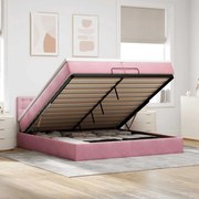 vidaXL Estrutura de cama otomana com colchão 200x200 cm veludo rosa