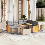 vidaXL 8 pcs conjunto de sofás p/ jardim com almofadões vime PE bege