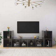vidaXL Móveis de TV 4 pcs derivados de madeira cinza brilhante