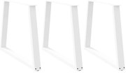 vidaXL Pés para mesa de jantar em V, 3 peças, branco, 100x(72-73,3) cm, aço