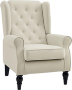 HOMCOM Poltrona de Sala de Estar Poltrona Moderna para Dormitório com Pés de Madeira Poltrona Individual 74x86x102 cm Creme | Aosom Portugal