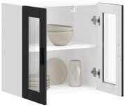 vidaXL Armário de parede de cozinha com porta de vidro Porto preto