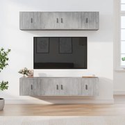vidaXL Conjunto móveis de TV 6 pcs madeira processada cinzento cimento