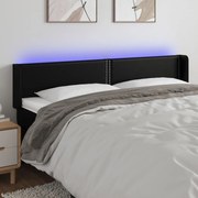 vidaXL Cabeceira de cama c/ LED couro artificial 163x16x78/88 cm preto