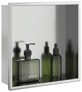 vidaXL Nicho parede p/ duche 32x32x9 cm aço inoxidável prata escovada