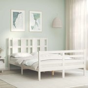 vidaXL Estrutura de cama com cabeceira 140x190cm madeira maciça branco