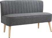 HOMCOM Sofá 2 lugares, sofá estofado com aspecto de linho, estrutura de madeira, para sala de estar e quarto, 117 cm, Cinza | Aosom Portugal