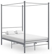 vidaXL Estrutura de cama com dossel 140x200 cm metal cinzento