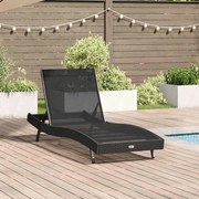 vidaXL Chaise Longue Preta da em Rattan Sintético e Textilene