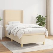 vidaXL Cama com molas/colchão 90x190 cm tecido cor creme
