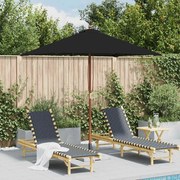 vidaXL Guarda-sol de jardim com poste de madeira 150x200 cm preto