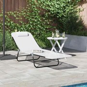 vidaXL Espreguiçadeira dobrável Creme 182 x 55 x 85,5 cm Textilene