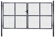 vidaXL Portão de jardim em rede aço galvanizado 289x150 cm cinzento