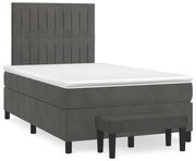 vidaXL Cama boxspring com colchão 120x190 cm veludo cinzento-escuro