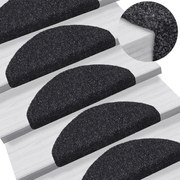 vidaXL Tapetes de escada autoadesivos 10 peças 65x21x4 cm pretos semicirculares grandes