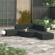 vidaXL 6 pcs conjunto lounge de jardim c/ almofadões vime PE preto