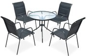 Conjunto de jantar para jardim 5 pcs 80x71 cm aço preto