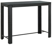 Mesa de bar para jardim 140,5x60,5x110,5 cm vime PE preto