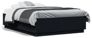 Estrutura cama c/ luzes LED 140x190 cm derivados madeira preto