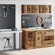 vidaXL Armários de garagem 2 pcs derivados de madeira madeira velha