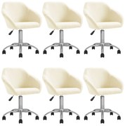 Cadeiras de jantar giratórias 6 pcs tecido cor creme