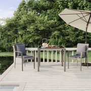 vidaXL 3 pcs conjunto de jantar p/ jardim c/ almofadões vime PE cinza