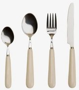 Conjunto De Talheres De 16 Peças Em Aço Inoxidável E Cerâmica Liamar Tapioca Bege - Sklum