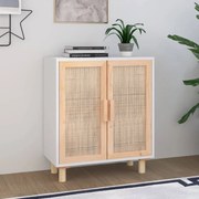 vidaXL Aparador 60x30x70 cm madeira pinho maciça/vime natural branco