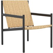 Outsunny Cadeira de Jardim em Vime com Apoios de Braços Encosto Inclinado e Estrutura de Aço 61x74x81 cm Madeira | Aosom Portugal