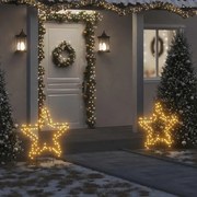 vidaXL Decoração estrela de Natal c/ luz e estacas 115 luzes LED 85 cm