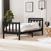vidaXL Estrutura de cama 100x200 cm madeira maciça preto