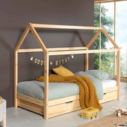 Conjunto Cama infantil de Casa DALLAS 90x200 com Gaveta NATURAL