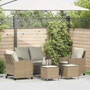 vidaXL 6 pcs conjunto de sofás p/ jardim com almofadões vime PE bege
